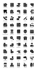 Medical Glyph Icons Medicine Healthcare Iconset in Glyph Style 50 Vector Icons in Black