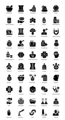 Alternative Medicine Glyph Icons Medical Healthcare Iconset in Glyph Style 50 Vector Icons in Black