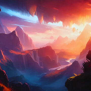 mountain, alps, firer, lava, panorama, rock, rocky, color, high, mountains, landscape, sunset 