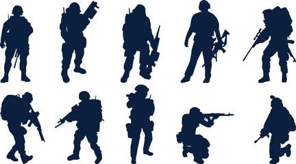 army soldier silhouette design set of silhouettes of people