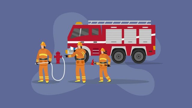 fire engine truck and fireman