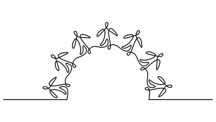 Earth with people one line drawing community design theme, vector illustration minimalist hand drawn.