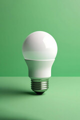 LED light bulb on a green background.