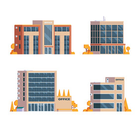 Vector element collection of office building with diverse architecture. flat design style for city illustration