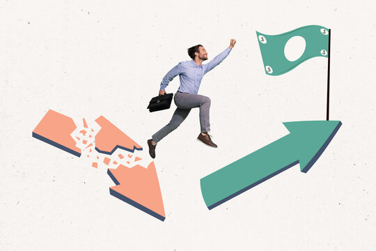 businessman jumping over broken arrow to success clip art preview