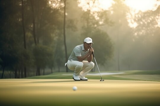 Golfer Focused on Next Shot, Generative AI