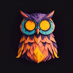 Owl Vector Mosaic Art Style. Animal. Generative AI
