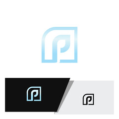 Modern minimal Letter P logo with rounded frame with light blue gradient