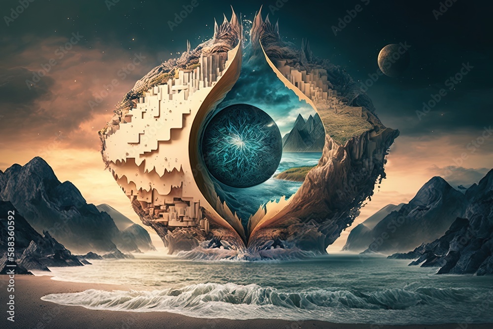 Wall mural exploring the unseen worlds of imagery generative ai
