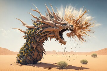 Fototapeta na wymiar Dragonvine: Tales of an Alluring Desert Explosion Generative AI