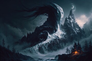 Howling Winds Bring Nightmares to These Ethereal Peaks Generative AI