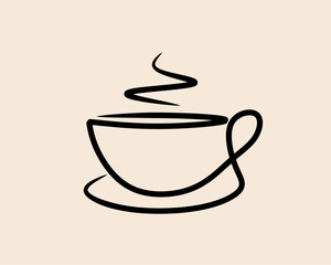 coffee cup continuous line logo