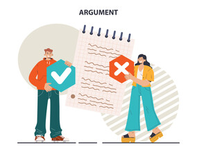Argument concept set. Controversy or disagreement conversation
