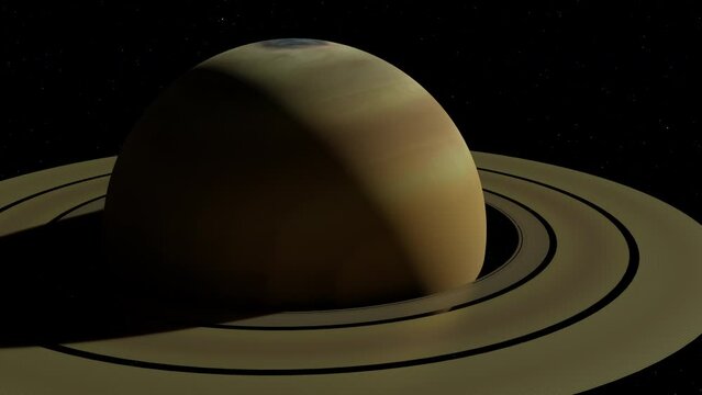 Sun rising behind Saturn's ring