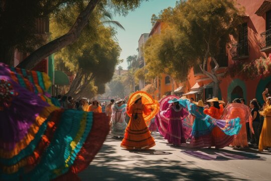 Cinco de Mayo street scene created with Generative AI technology