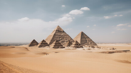 Obraz na płótnie Canvas Egyptian pyramids background Illustration AI Generative.