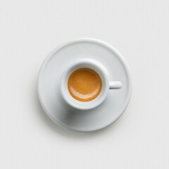 cup of coffee - top view on white background – Original Creamy Arabica Coffee in Traditional...