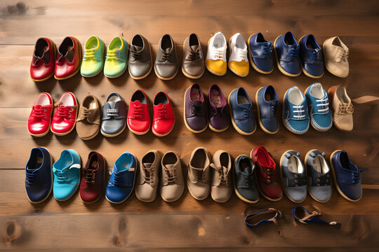 collection of kids shoes ,ai generative