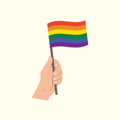Flag of Rainbow flag, Hand Holding flag