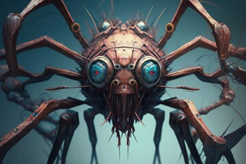 Arachnid creepy creature. Fantasy spider created with Generative AI