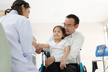 Doctor examination to patient.