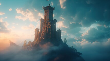 wizards tower rising high above the clouds . Generative AI .