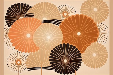 Pattern of objects reminiscent of flowers created with Generative AI 