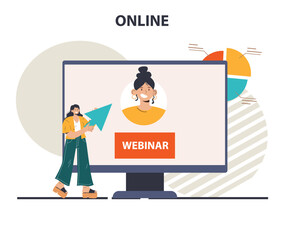 Online education. Idea of study remotely using internet, online services,