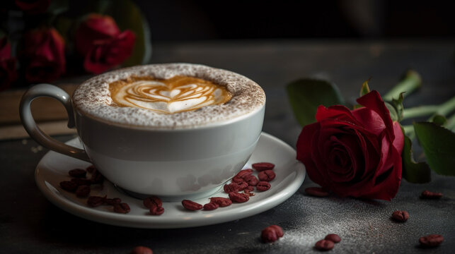 atte in a white mug with a foam heart