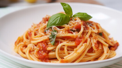 Linguine with tomato sauce and fresh basil