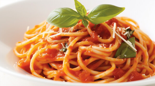 Linguine with tomato sauce and fresh basil