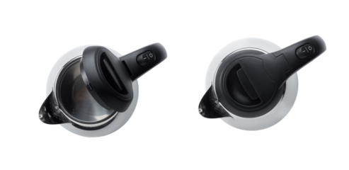 Metal electric kettle isolated on white background