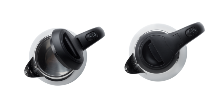 Metal electric kettle isolated on white background