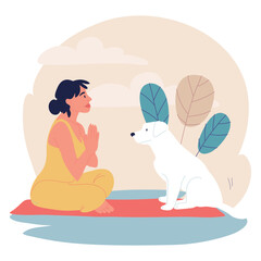 Active lifestyle. Woman enjoying being outside, doing yoga asana