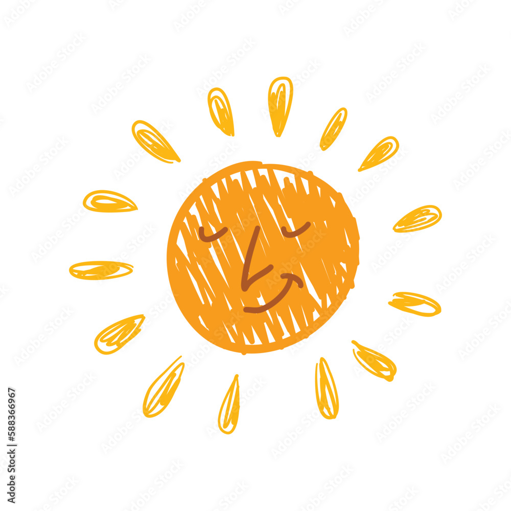 Canvas Prints Cartoon Color Character Sun Icon Sunlight or Hot Concept Flat Design Style. Vector illustration of Mascot Star