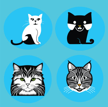 A beautiful cats, cartoon style icons vector illustration