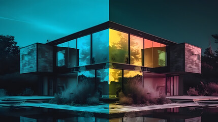 Modern abstract collage contrast house. Generative AI