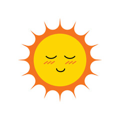 Cartoon Color Smiling Character Sun Icon Sunlight Concept Flat Design Style. Vector illustration of Mascot Star