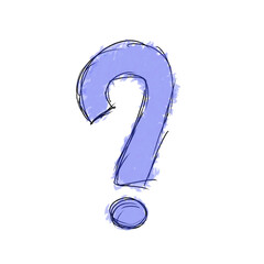 Question mark sign symbol in hand drawing design as light blue colour cut out isolated on white background. Concept for FAQ (Frequently Asked Questions), learning, education questions and answers.