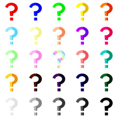バイカラーでカラフルなクエスチョンマーク　25個セット