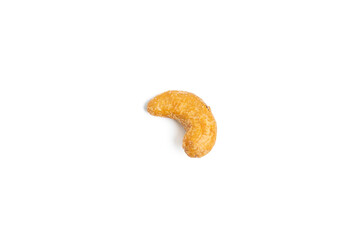 Salted cashew nuts on a white background. Cashew nuts are a nut food rich in protein and good fats.