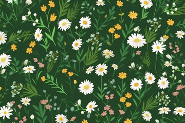 Ditsy pattern with flowers. Seamless wallpaper design or background. Generative Ai