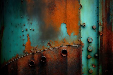 Texture of rusty metal door created with Generative AI 