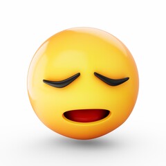 3D Rendering Sleeping emoji isolated on white background