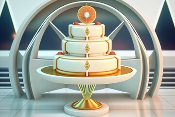 Fantasy futuristic cake created with Generative AI 