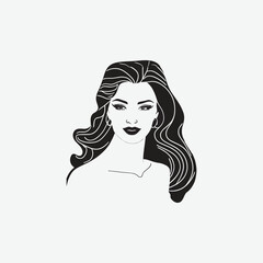 portrait of a woman with curly hairline artwork drawing illustration