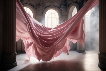 Fantasy pink fluttering fabric created with Generative AI 