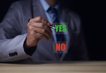 yes or no symbol and checkmark  Alternative concepts, decision making, and true and false test...