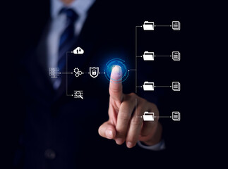 Digital technology business document management in a company or office Store access data, files, folders, software, in the computer system, the Internet online store professionally secure information