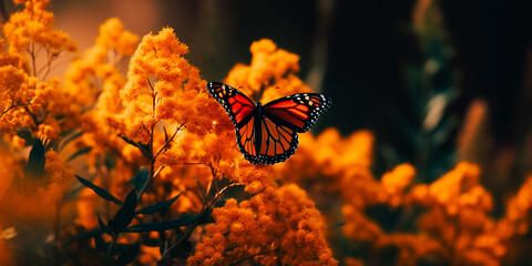 Butterfly on a goldenrod flower